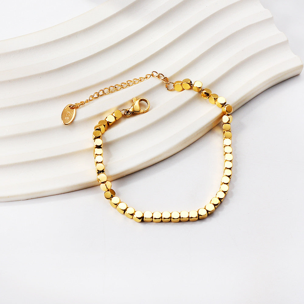 Milly Square Beaded Gold Bracelet