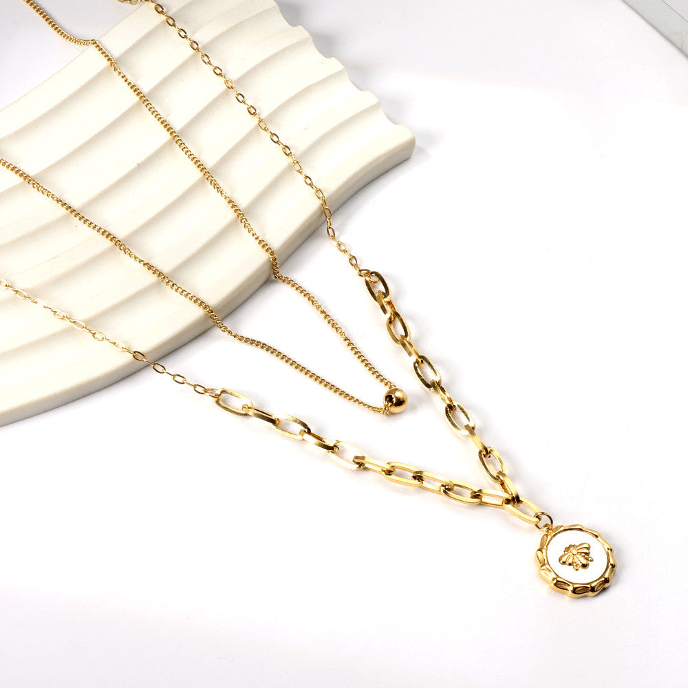Regina White Shell Layered Gold Necklace