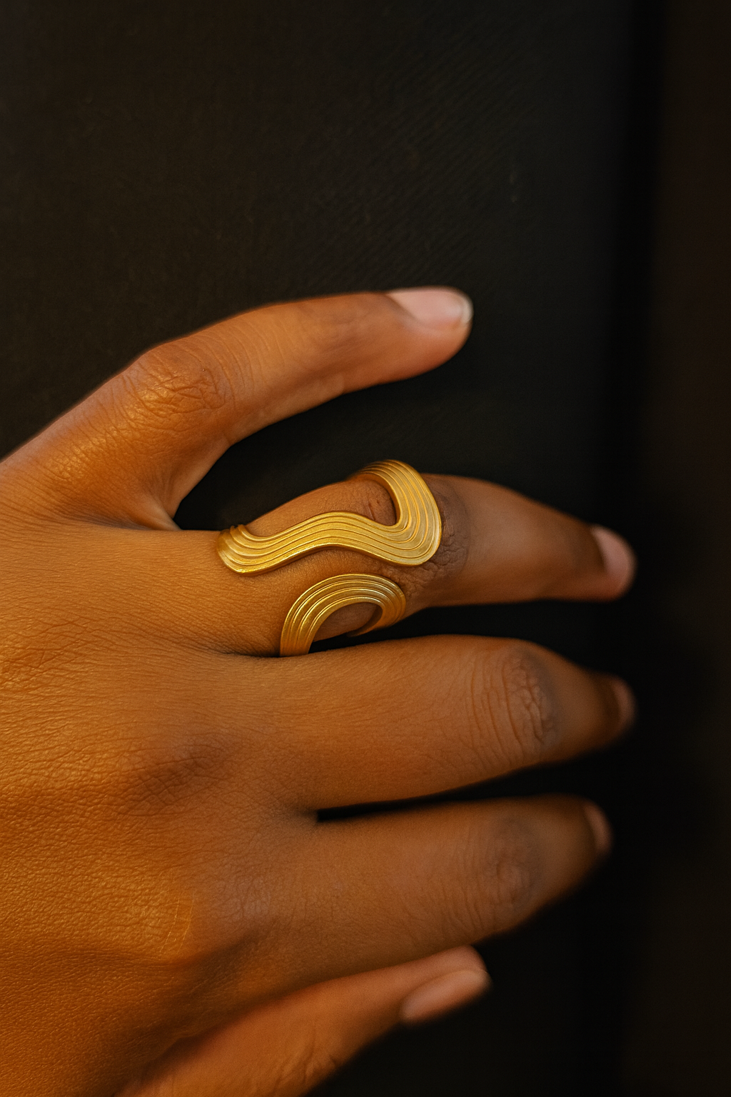 “Golden Flow” Statement Ring