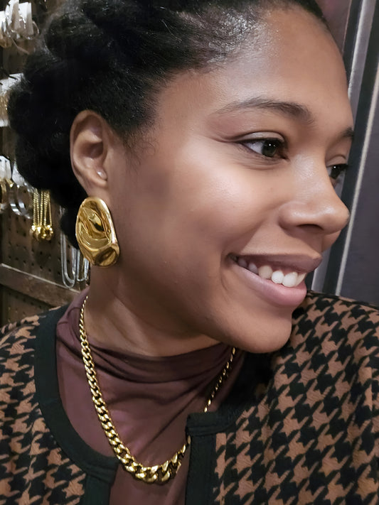 Sculpted Gold Drop Earrings