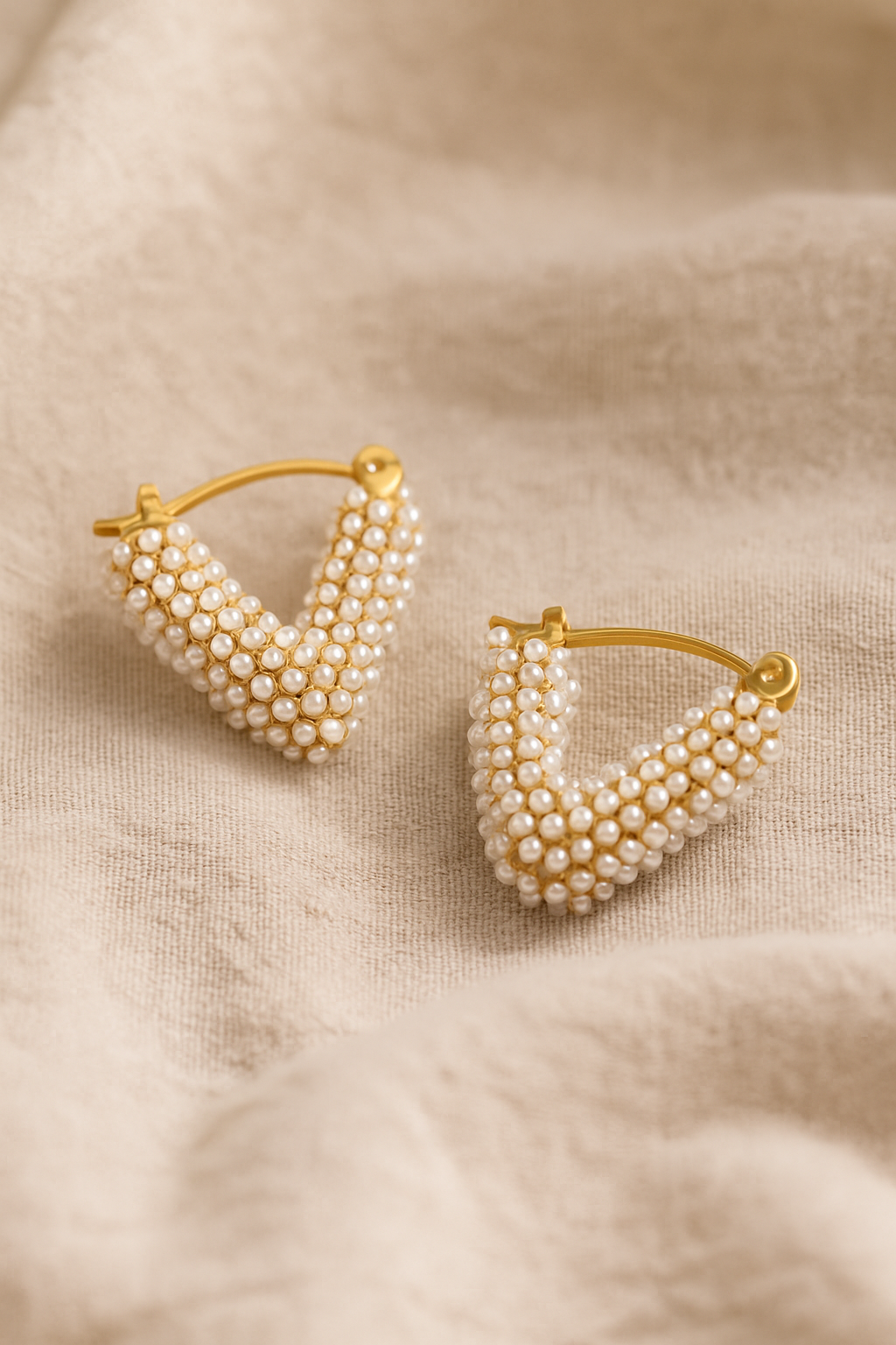 V-Frame Pearl Cluster Hoops