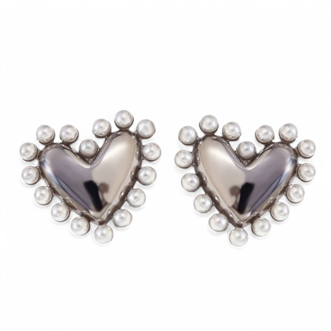 Pearl-Loved Heart Earrings