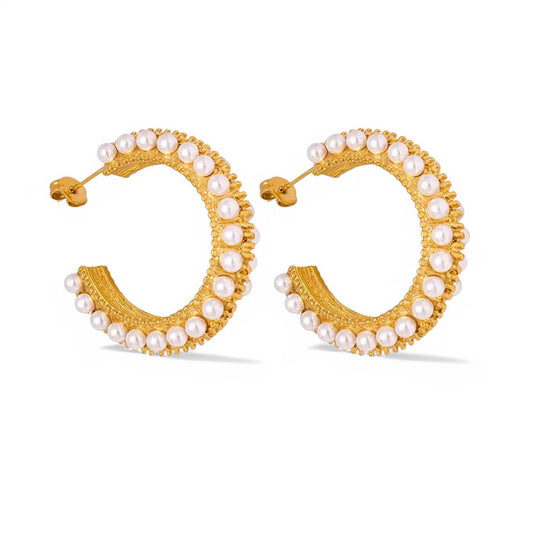 Antique Pearl Hoop Earrings