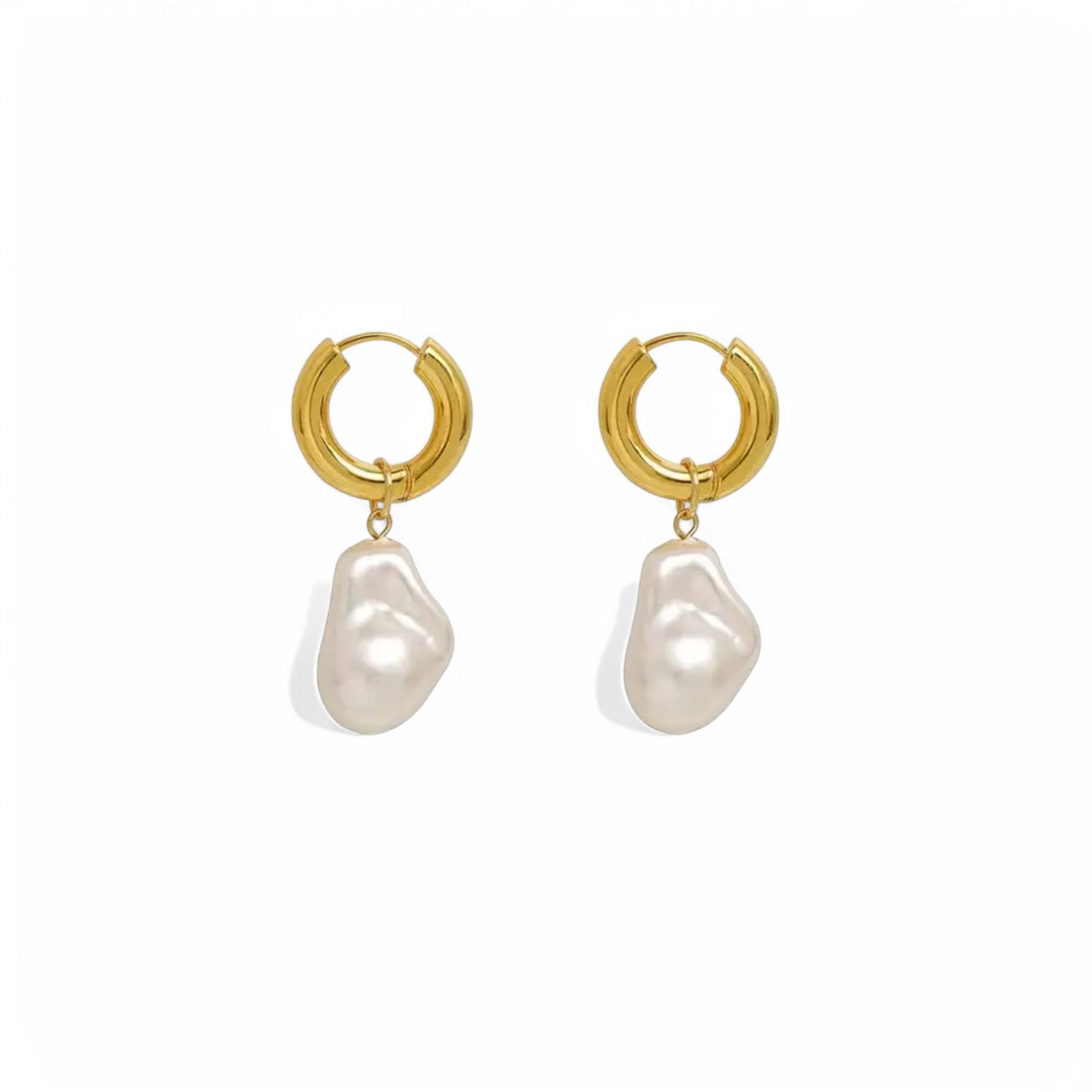 Albin Pearl Huggie Hoop Earrings