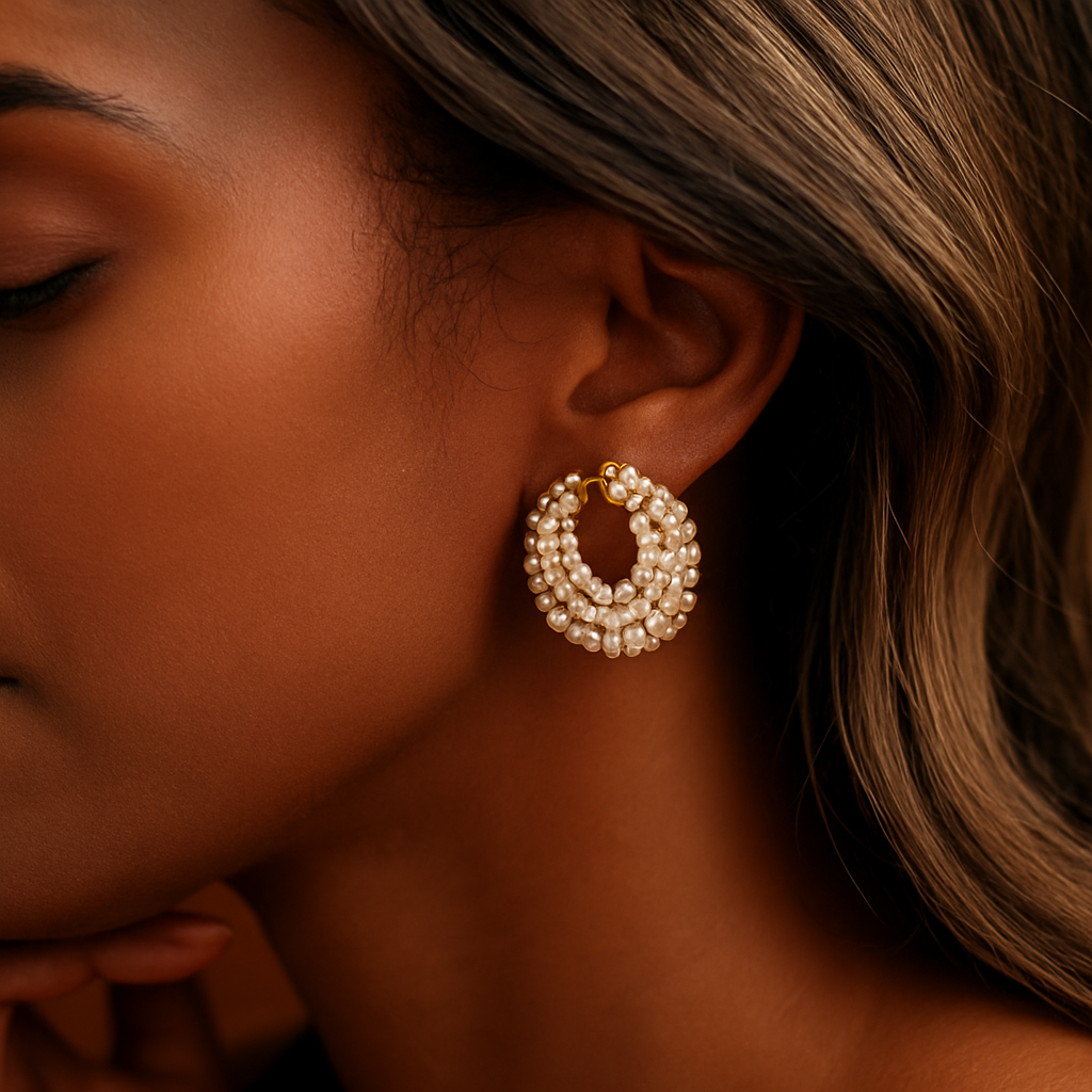 Starlight Pearl Wave Earrings
