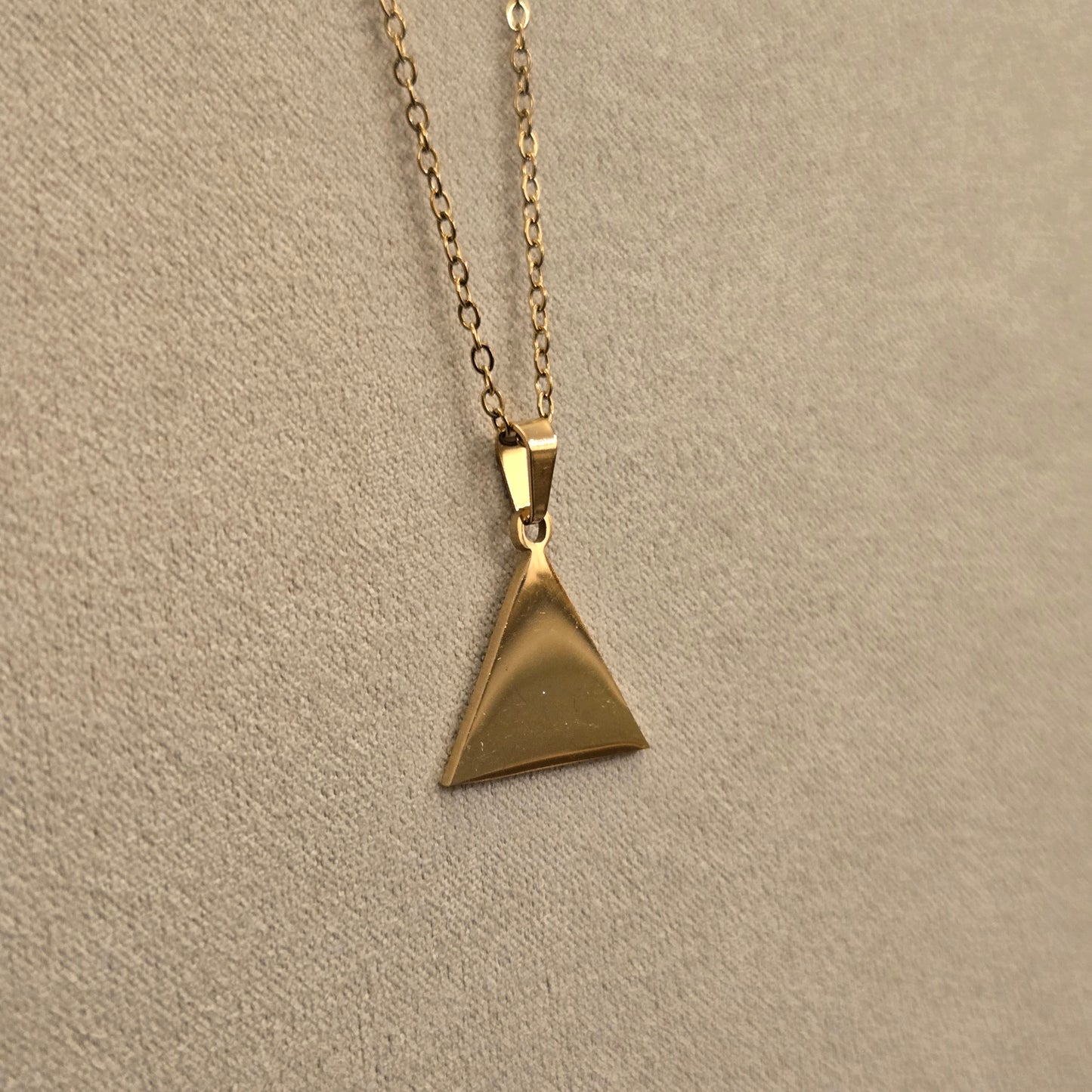 Gold Triangle Earrings & Pendant Set