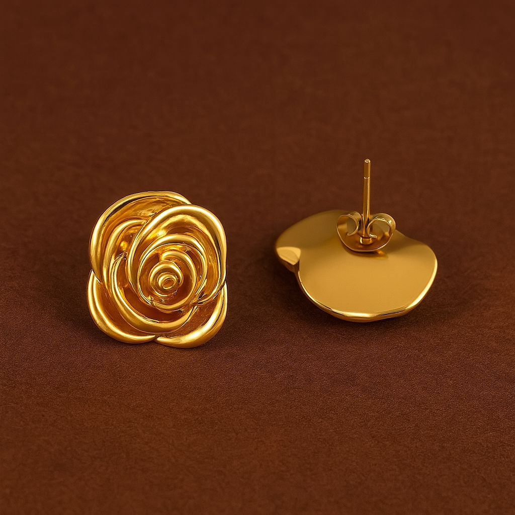 Golden Bloom Rose Studs