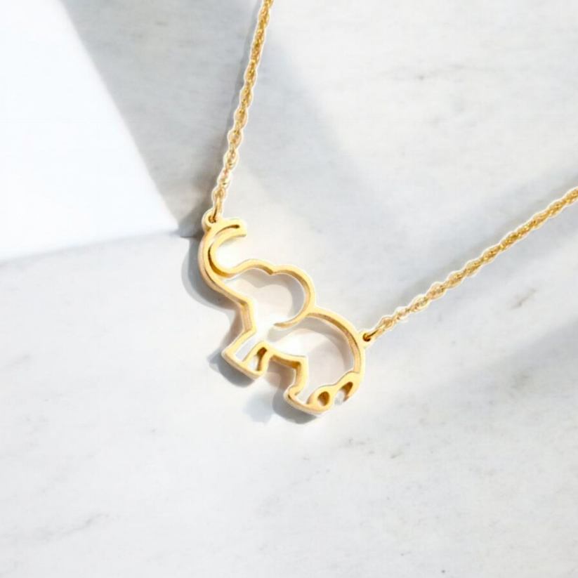 Minimalist Elephant Outline Necklace