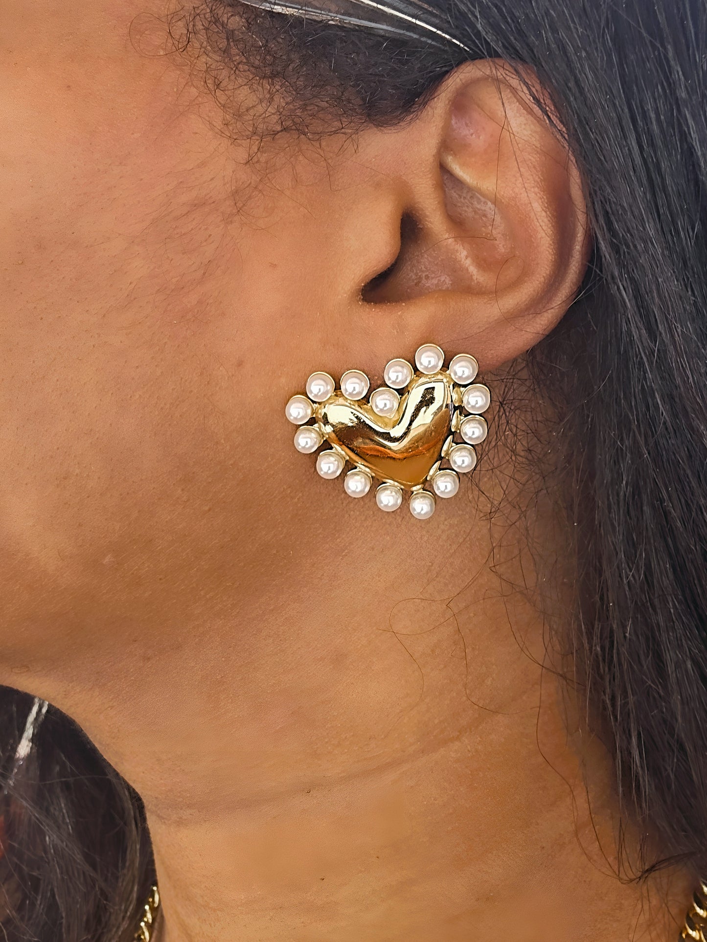 Pearl-Loved Heart Earrings