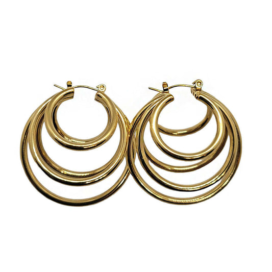 5 Ring Gold Hoop Earrings