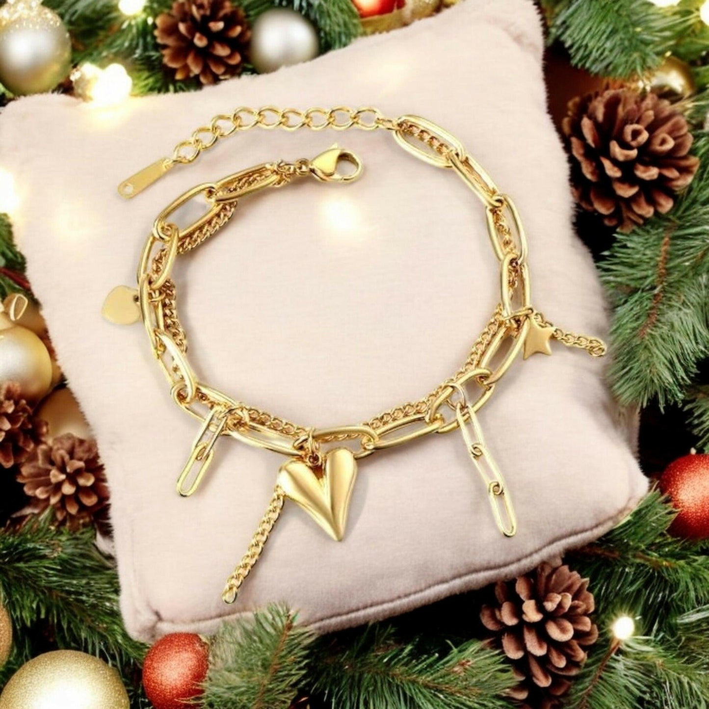 Amour Double Chain Gold Bracelet