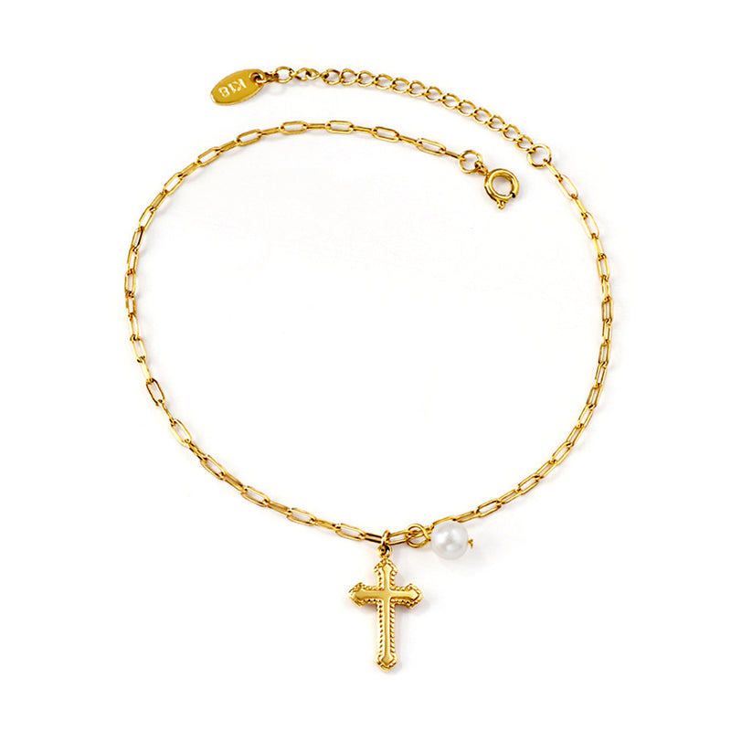 Cross Gold Anklet