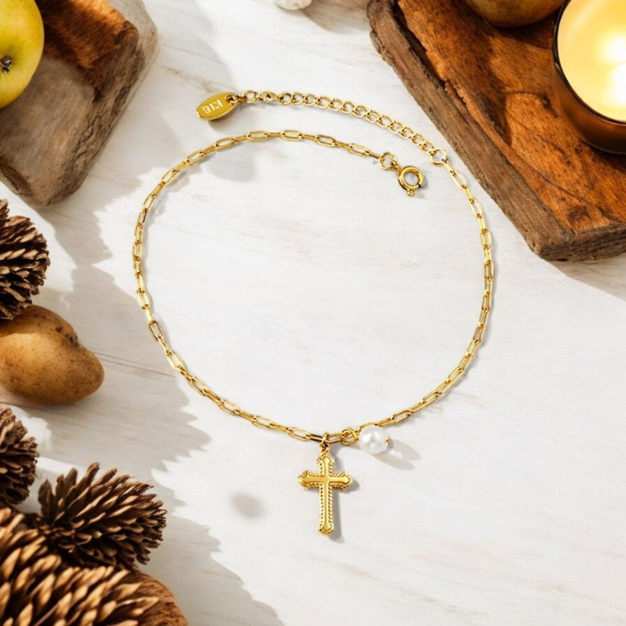 Cross Gold Anklet