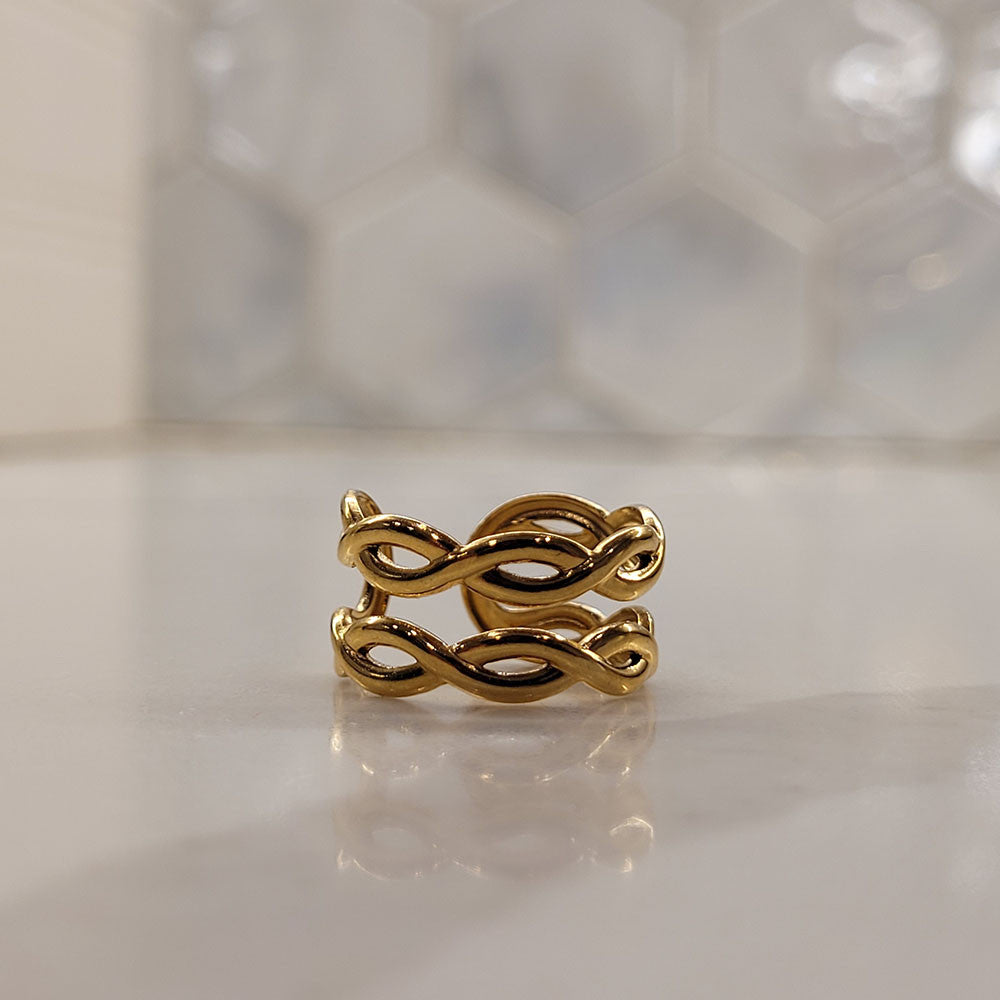 Double Twist Open Gold Ring