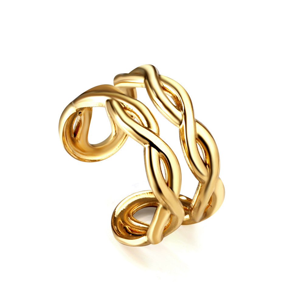 Double Twist Open Gold Ring