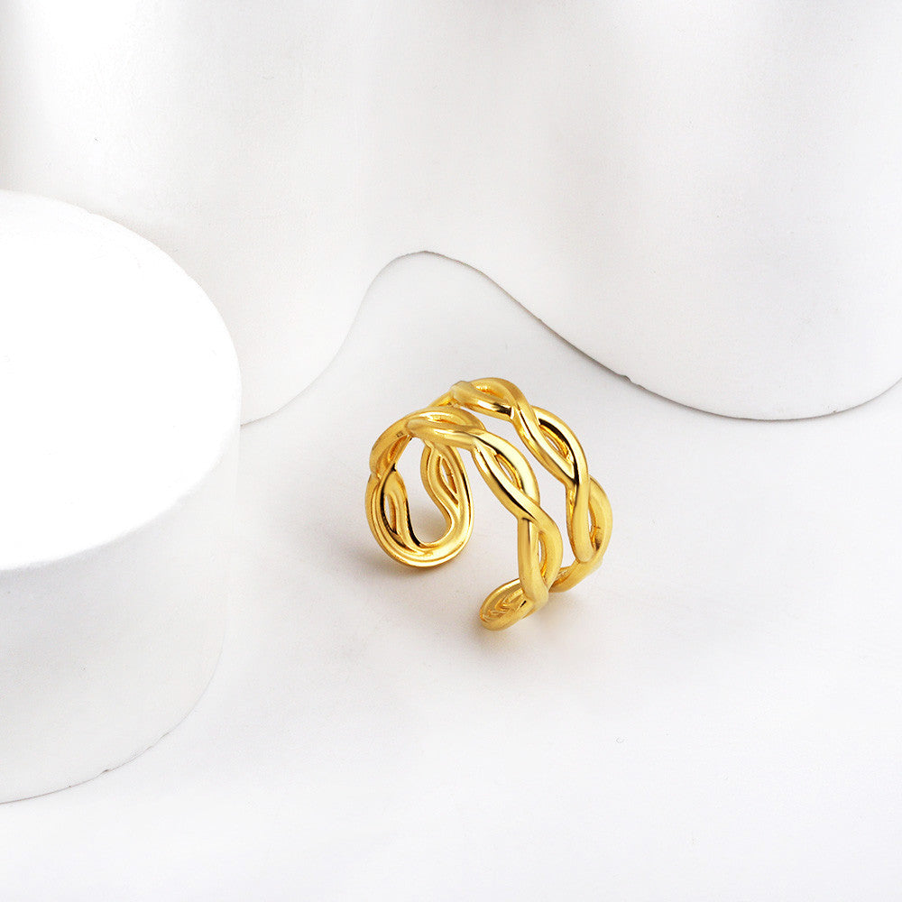 Double Twist Open Gold Ring