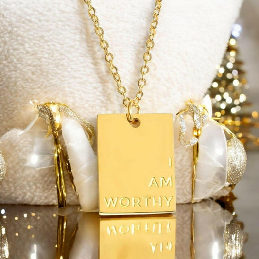 "I AM WORTHY" Gold Necklace