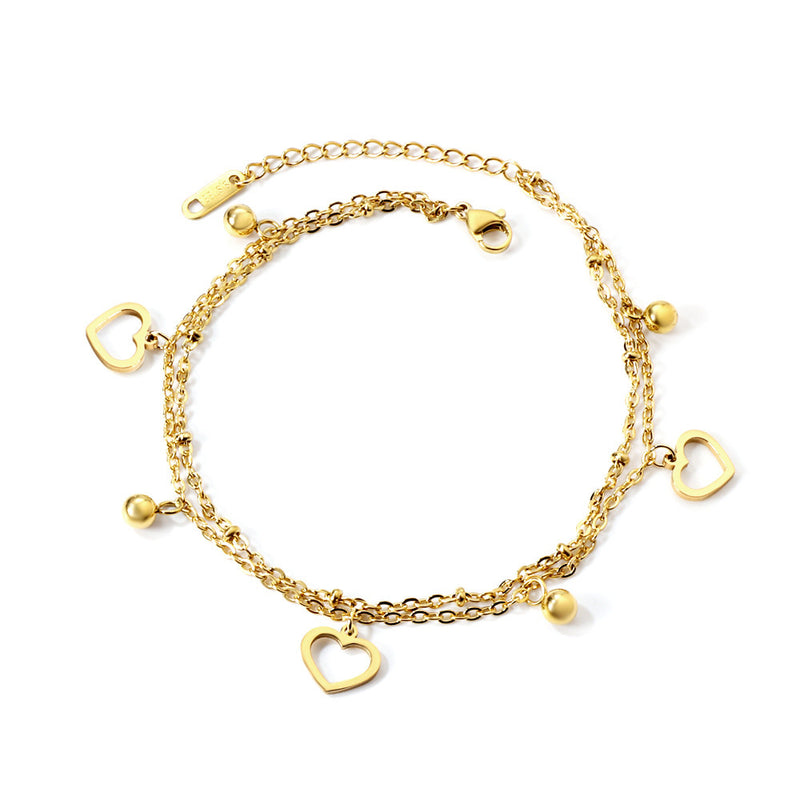 Love Struck Heart Charm Gold Anklet