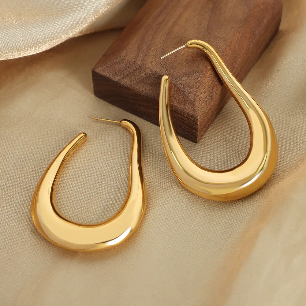 Magal Drop C Hoop Gold Earrings