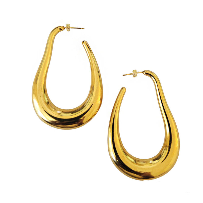 Magal Drop C Hoop Gold Earrings