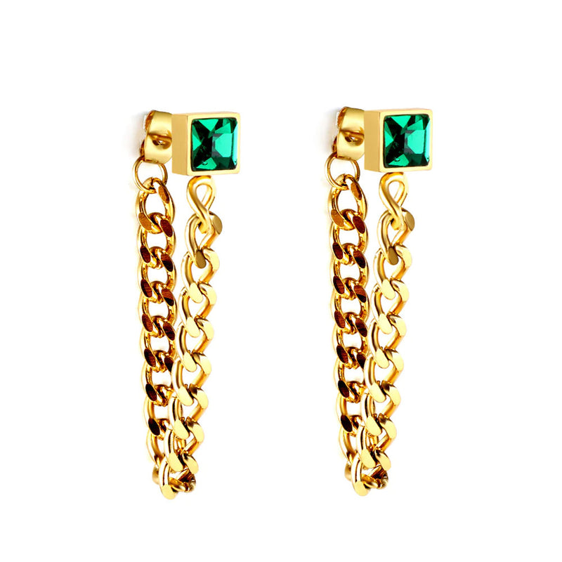 Midori Chain Gold Stud Earrings