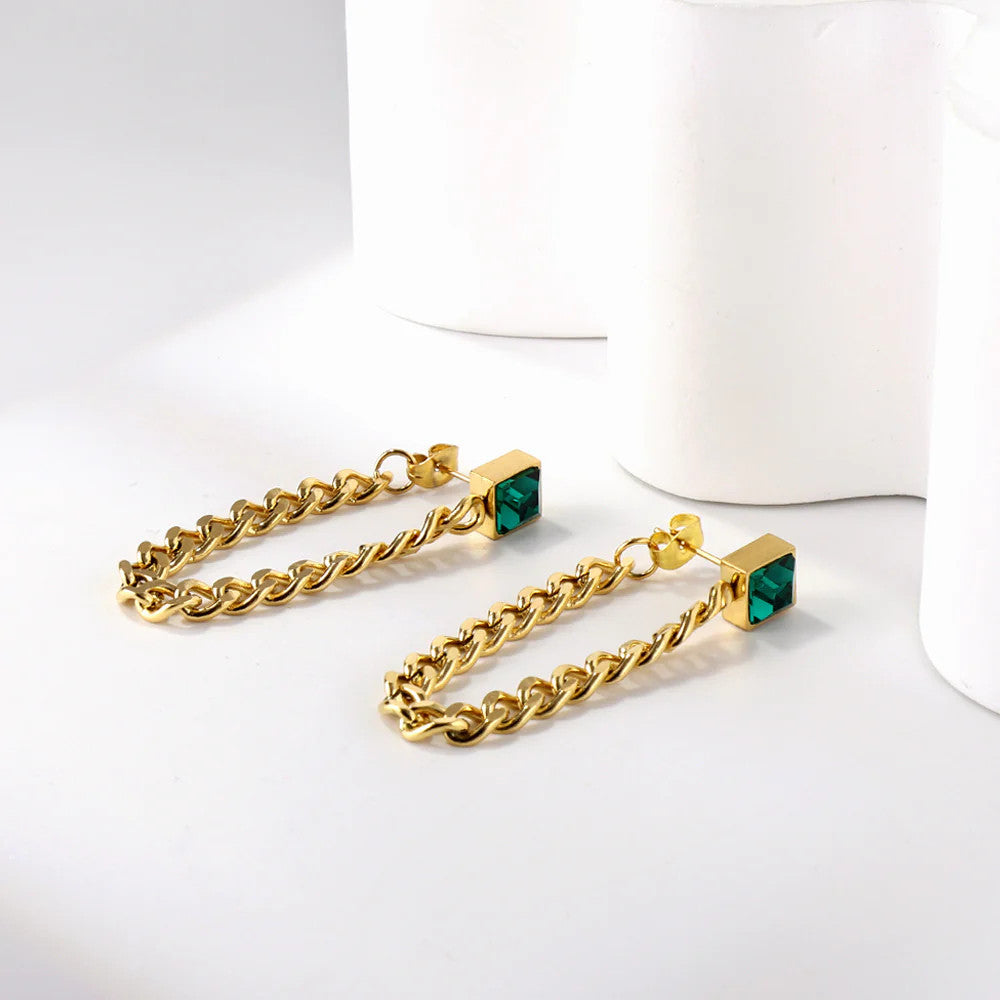 Midori Chain Gold Stud Earrings