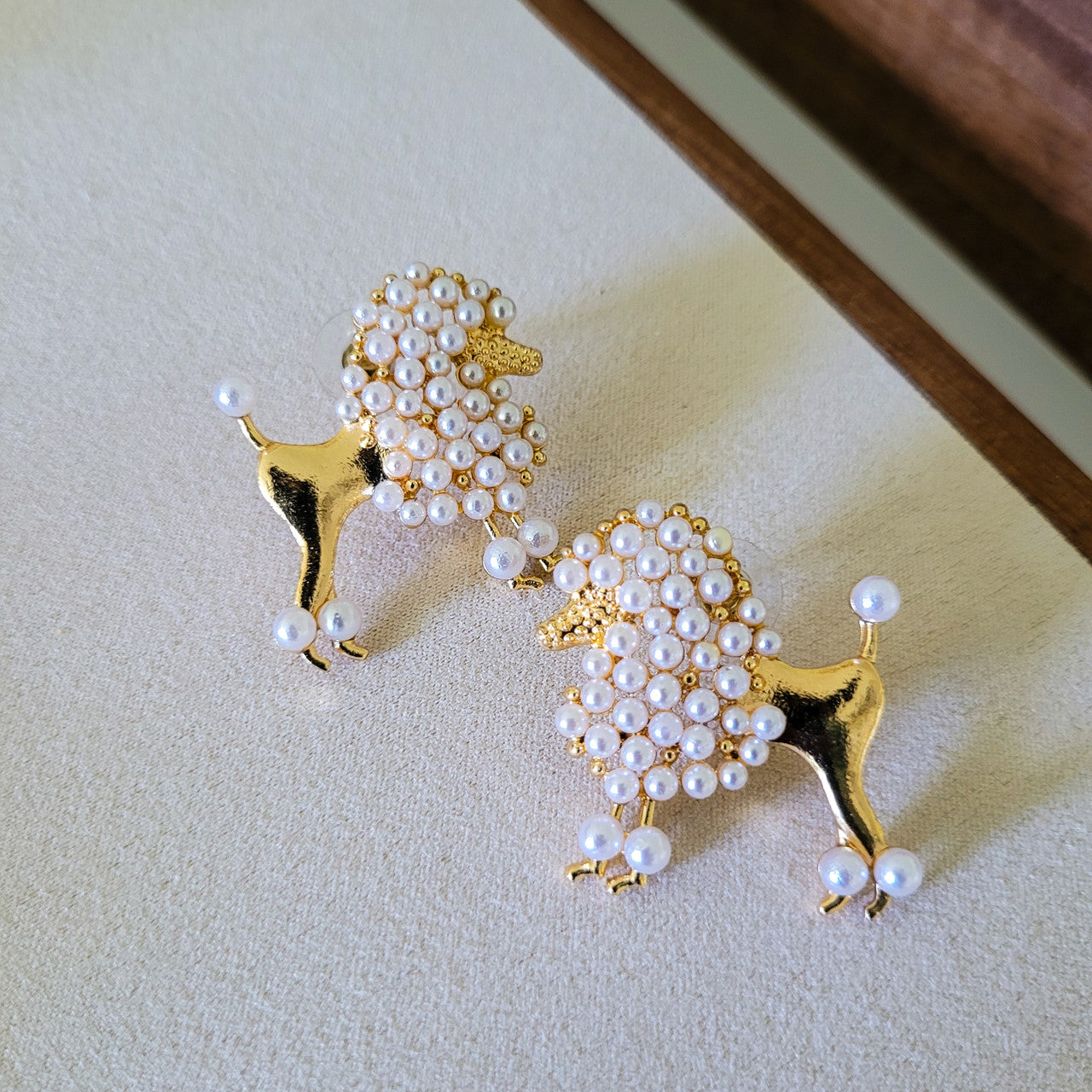 Pearl Poodle Stud Earrings