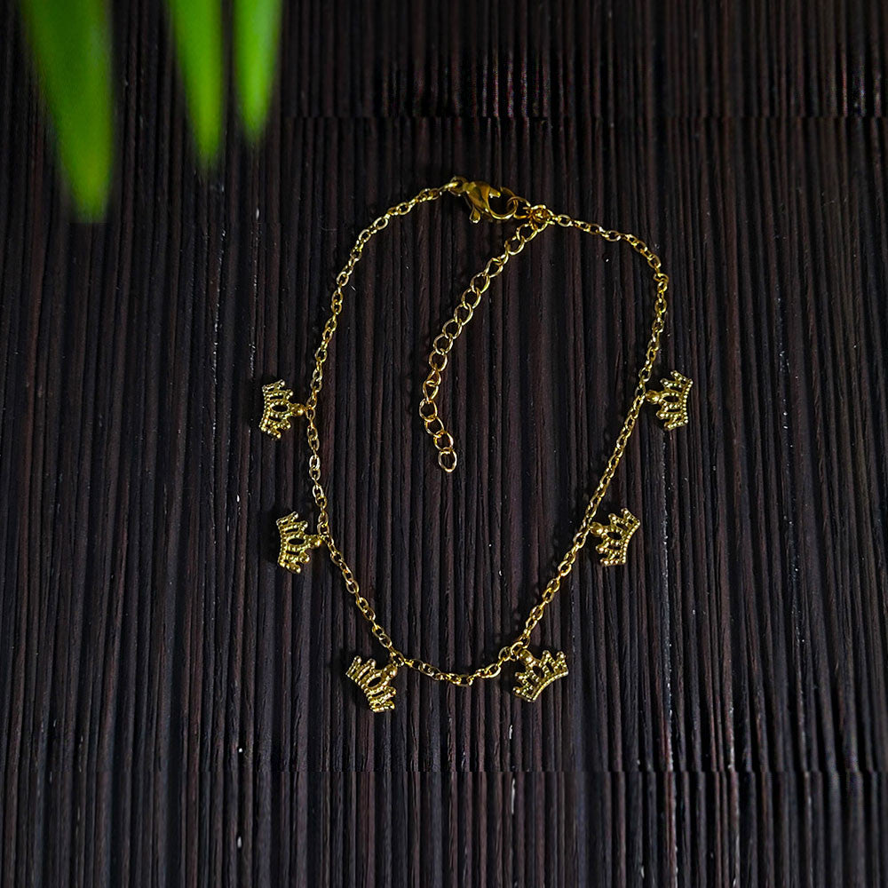 Royal Crown Gold Anklet