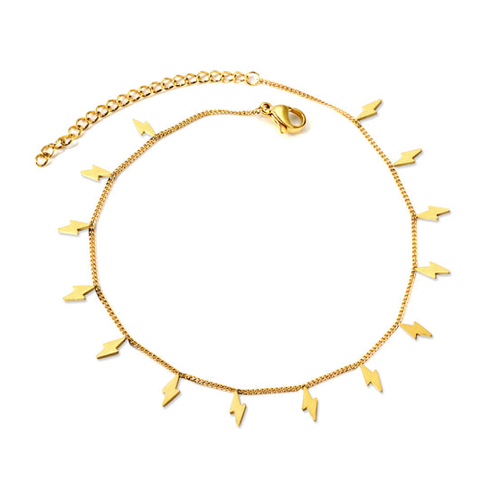 Stormy Lighting Bolt Gold Anklet