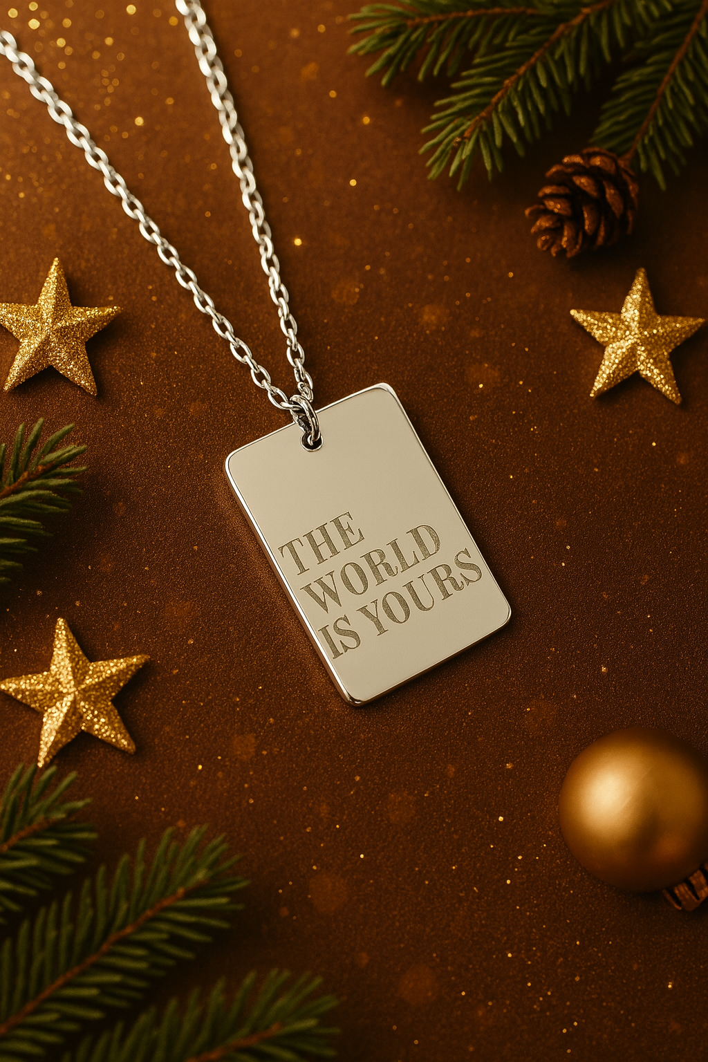 THE WORLD IS YOURS Gold Necklace