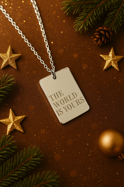 THE WORLD IS YOURS Gold Necklace