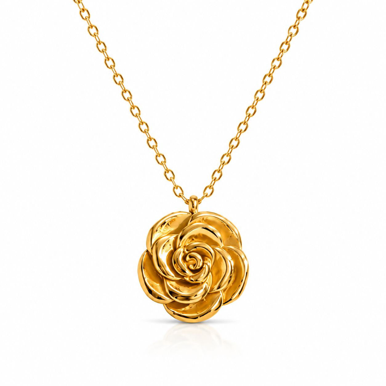 Rosalie Sculpted Rose Pendant Necklace