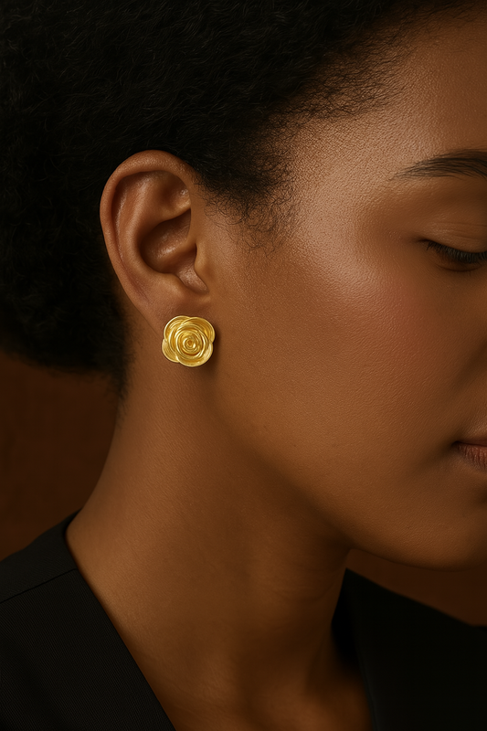 Golden Bloom Rose Studs