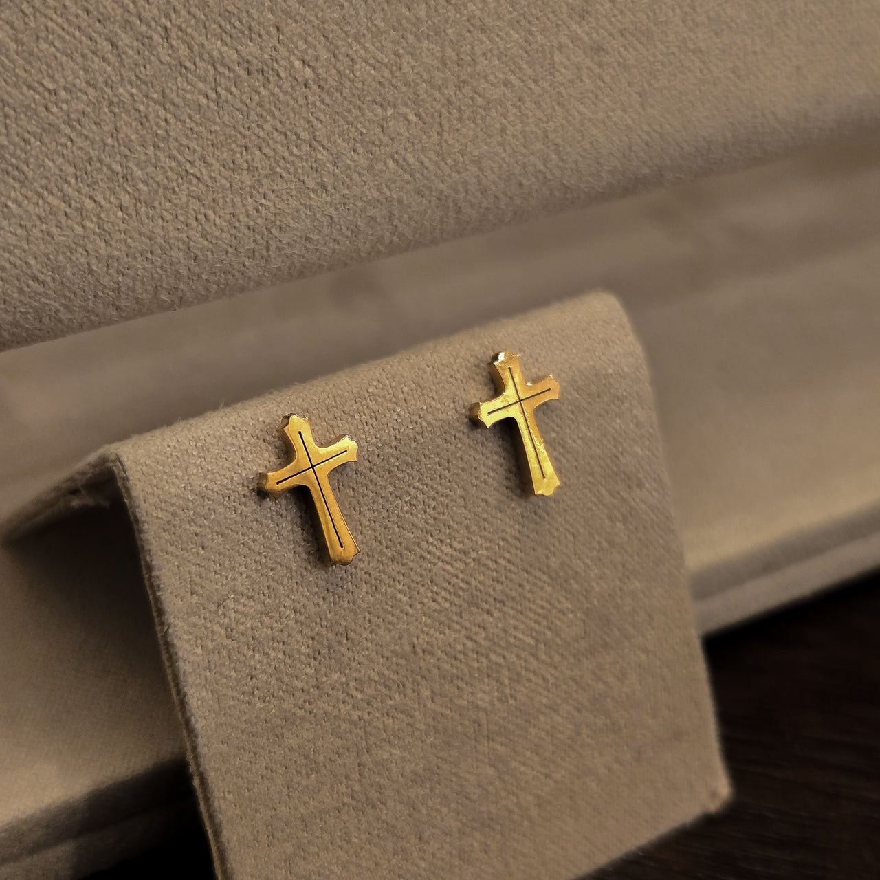 Gold Cross Earrings & Pendant Set