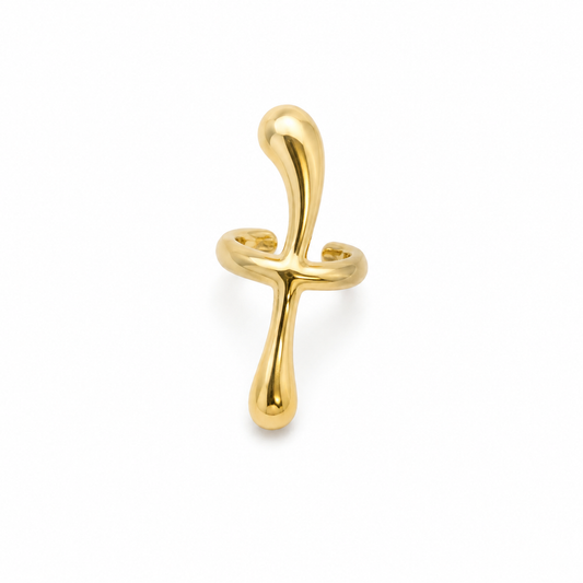 Curved Cross Ear Cuff