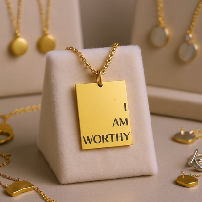 "I AM WORTHY" Gold Necklace