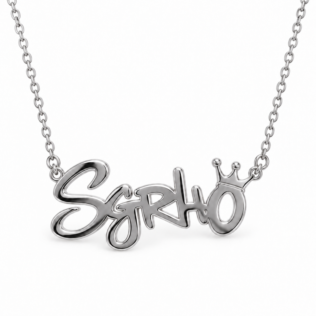 Crowned SGRho Script Necklace