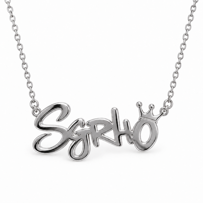 Crowned SGRho Script Necklace