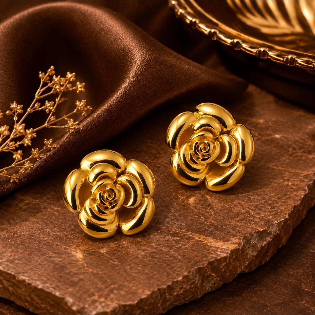 Rosalie Sculpted Rose Earrings
