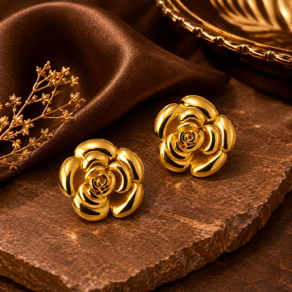 Rosalie Sculpted Rose Earrings