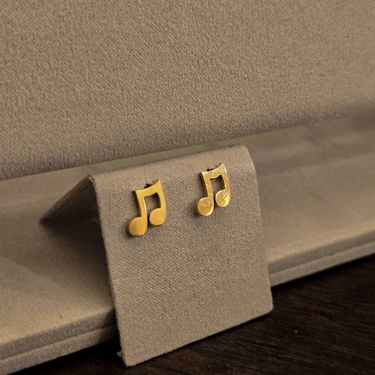 Gold Music Note Earrings & Pendant Set