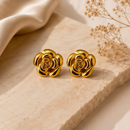 Rosalie Sculpted Rose Earrings