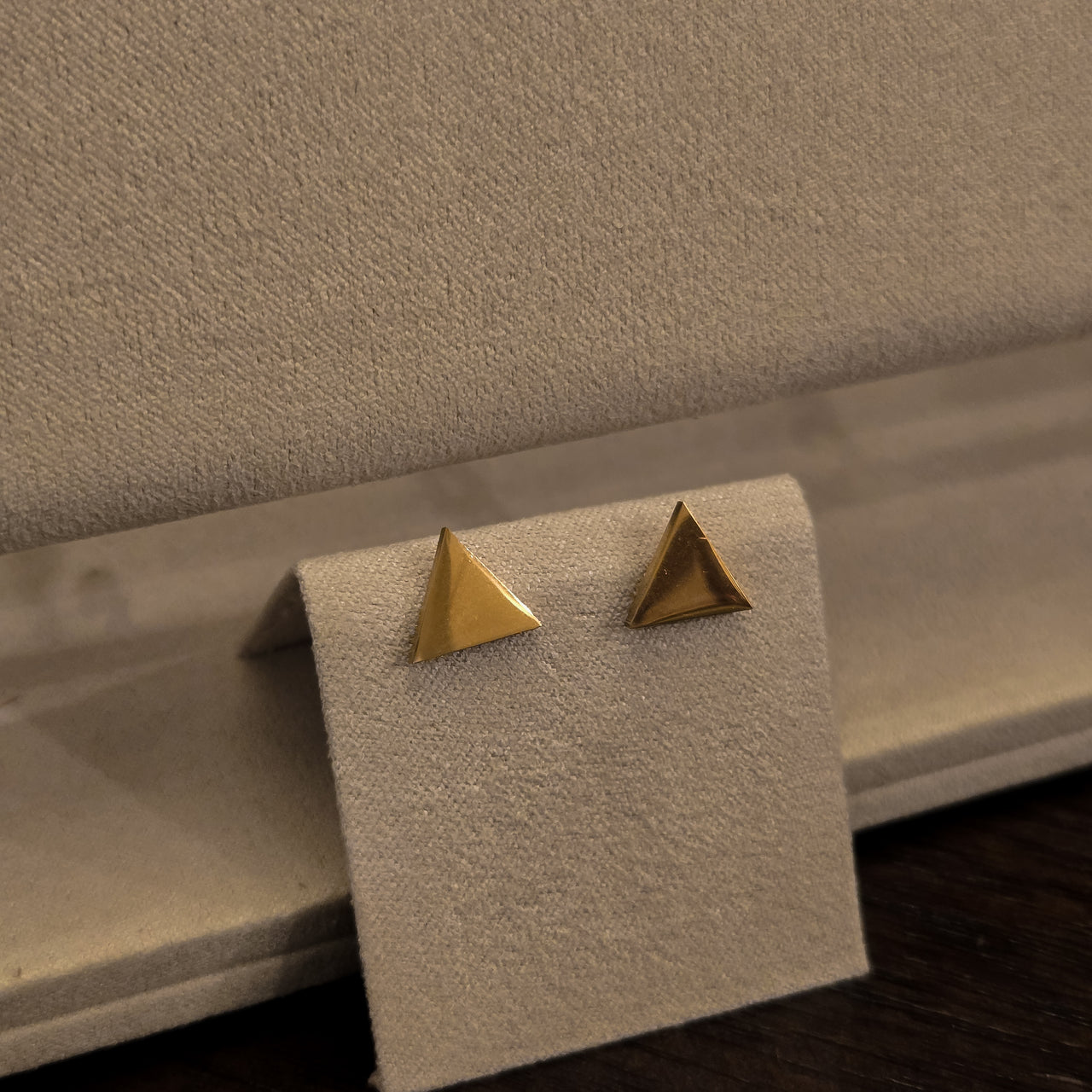 Gold Triangle Earrings & Pendant Set