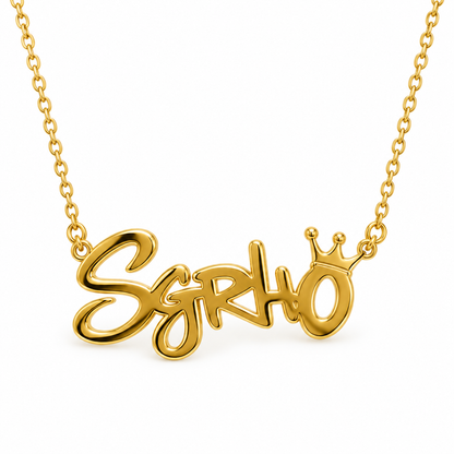 Crowned SGRho Script Necklace