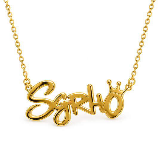Crowned SGRho Script Necklace