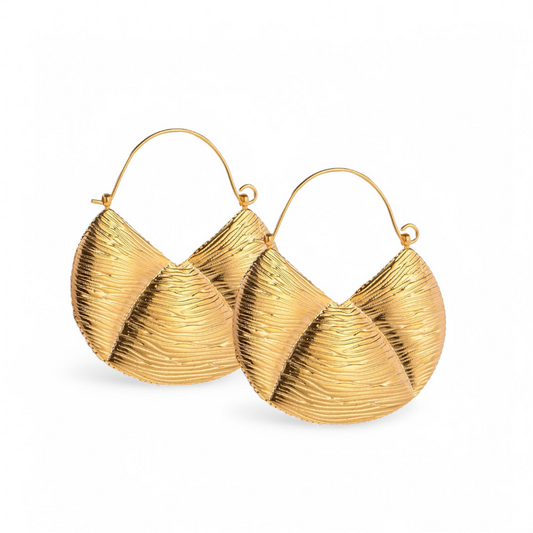 Golden Textured Drop Hoops