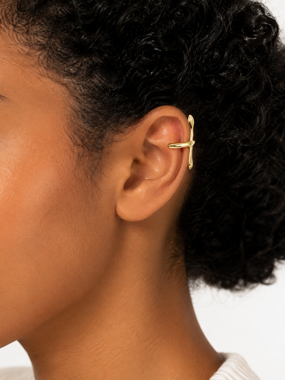 Curved Cross Ear Cuff
