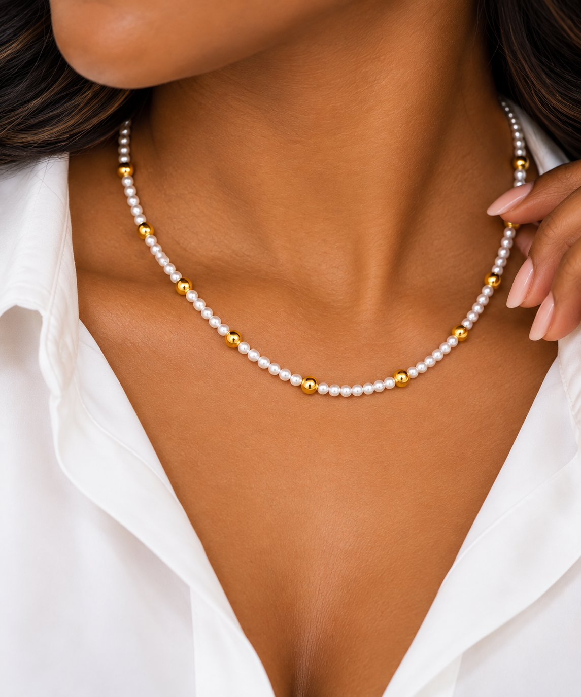 Golden Seed Pearl Necklace
