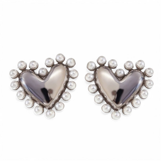 Pearl-Loved Heart Earrings