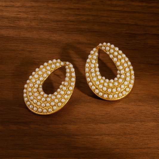 Starlight Pearl Wave Earrings